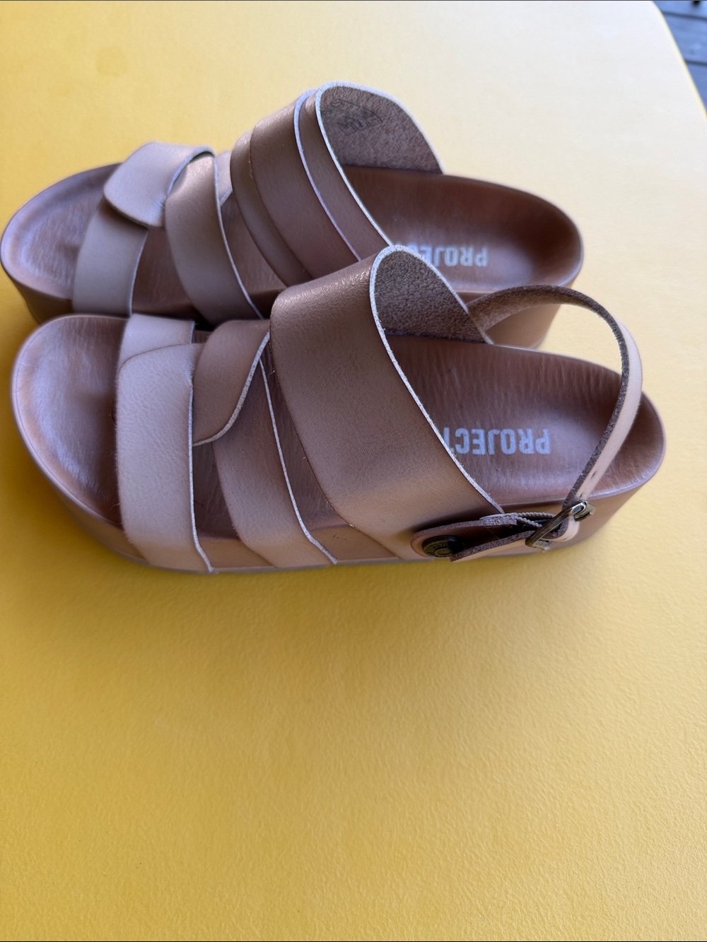 Project Cloud Women's Brown Leather Wedge Sandals